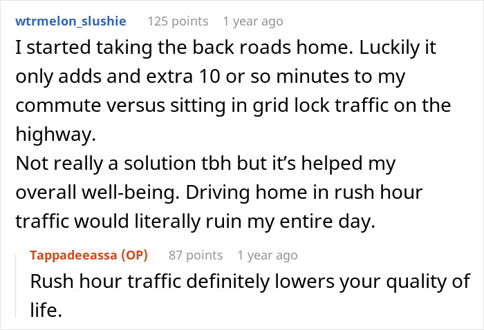 Reddit user discusses the stress of commute and impact on well-being after work from home was canceled. Reddit user discusses the stress of commute and impact on well-being after work from home was canceled.