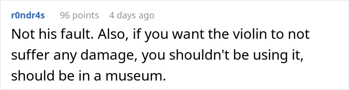 Muitos estão divididos entre culpar o maestro ou o solista depois que um violino antigo avaliado em milhões é destruído no palco