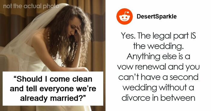 Couple Legally Marries Months Before The Wedding Ceremony, Bride Starts Panicking That It Will Upset Guests