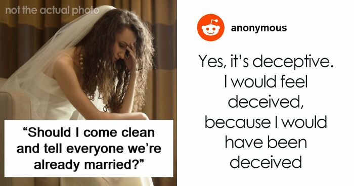 Couple Legally Marries Months Before The Wedding Ceremony, Bride Starts Panicking That It Will Upset Guests