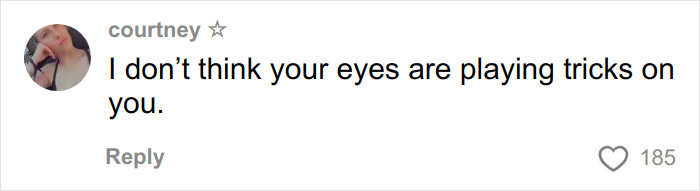 A social media comment from "courtney" stating, "I don't think your eyes are playing tricks on you," discussing the figure lurking in the DC alley.
