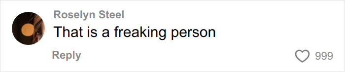 A comment by Roselyn Steel that reads "That is a freaking person", with 999 likes, related to the DC woman's back alley photo.