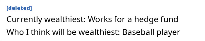 Wealthiest person works for a hedge fund and potential wealthiest is a baseball player