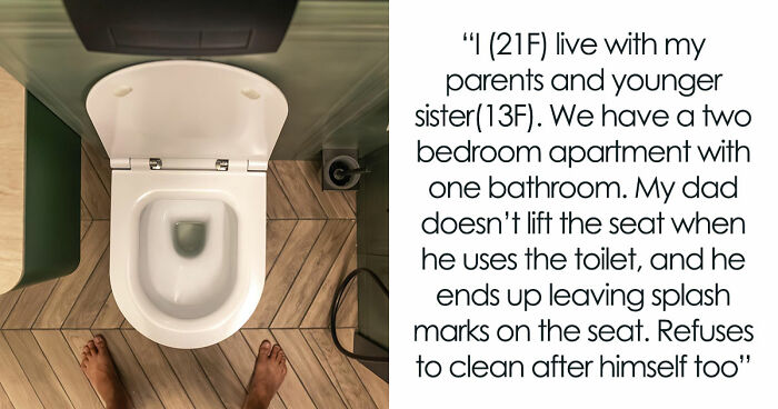 Gross Dad Keeps Wetting The Toilet Seat, Disgusted Daughter Uses His Clean Underwear To Wipe It