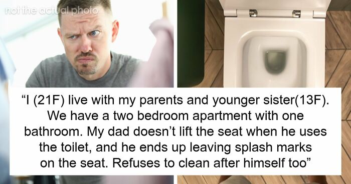 Gross Dad Keeps Wetting The Toilet Seat, Disgusted Daughter Uses His Clean Underwear To Wipe It