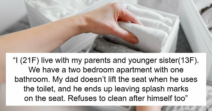 Gross Dad Keeps Wetting The Toilet Seat, Disgusted Daughter Uses His Clean Underwear To Wipe It