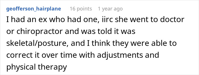 Comment mentioning a doctor or chiropractor addressing buffalo hump with physical therapy and posture adjustments. Comment mentioning a doctor or chiropractor addressing buffalo hump with physical therapy and posture adjustments.