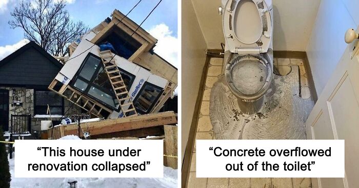 “Concrete Overflowed Out Of The Toilet”: Home Improvement Fails Ranging From Hilarious To Disastrous