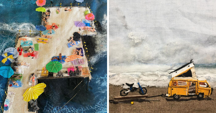 Artist Uses Embroidery And Recycled Fabrics To Capture The Magic Of Simple Everyday Scenes (55 Pics)