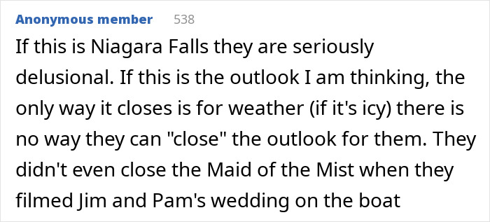 Noiva bloqueia cachoeira em parque público para seu casamento, seu pai então ameaça pessoas que reclamam Noiva bloqueia cachoeira em parque público para seu casamento, seu pai então ameaça pessoas que reclamam