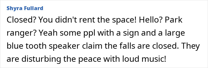 Noiva bloqueia cachoeira em parque público para seu casamento, seu pai então ameaça pessoas que reclamam Noiva bloqueia cachoeira em parque público para seu casamento, seu pai então ameaça pessoas que reclamam