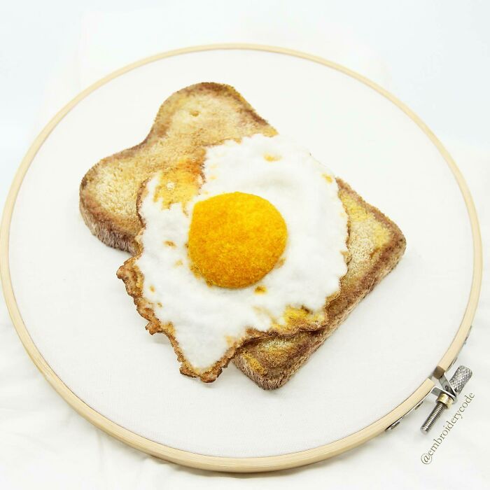 Embroidered Edibles, Fried Egg And Toast