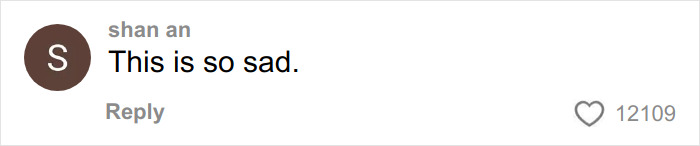 A social media comment reading 