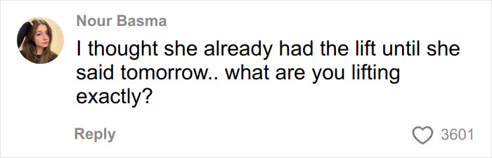 A screenshot of a comment from Nour Basma, questioning a woman's facelift, sparking a debate on society's new normal.
