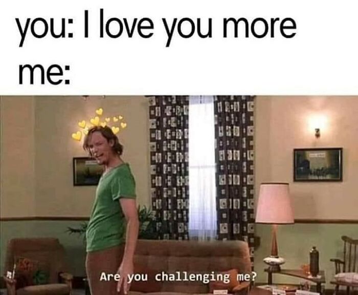 Man with heart emojis above his head grinning confidently, illustrating romantic relationships in a funny meme format.