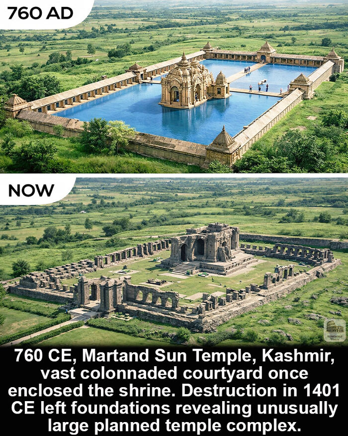 Martand Sun Temple ruins in Kashmir, a historical marvel showcasing ancient temple architecture surviving through time.