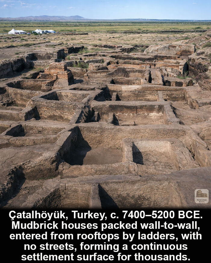 Ancient mudbrick houses in Çatalhöyük, a historical marvel and continuous settlement that amazed through time.