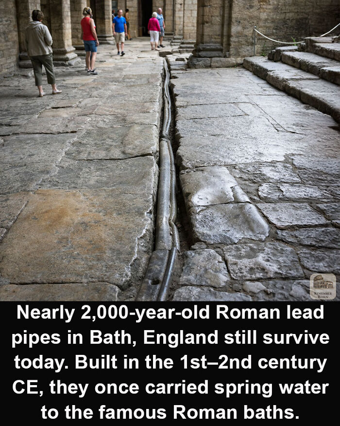 Ancient Roman lead pipes nearly 2,000 years old still survive in Bath, England, a remarkable historical marvel through time.