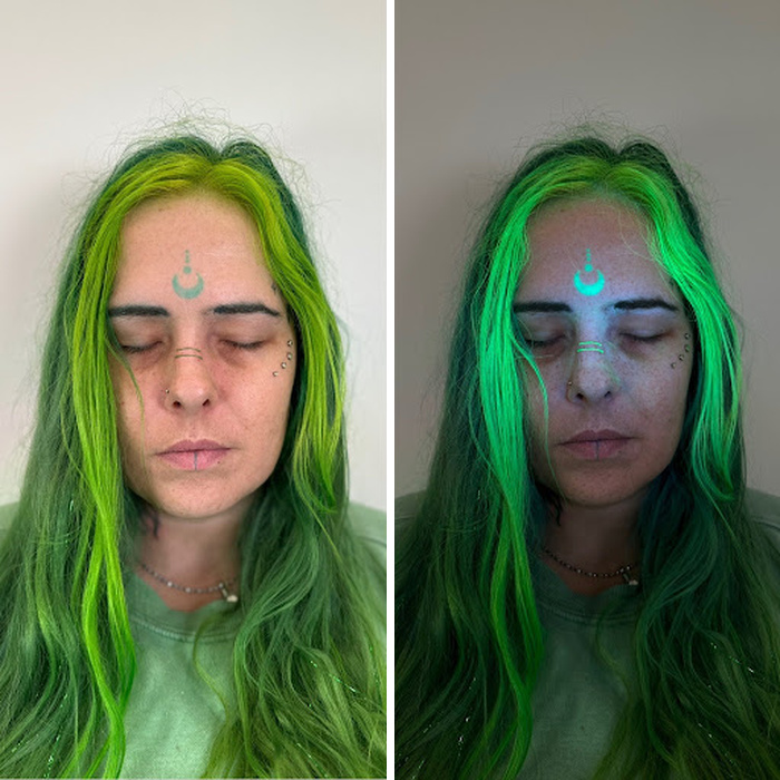 Crescent Moon UV Forehead Tattoo