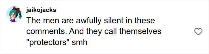 Screenshot of a social media comment discussing men as silent and self-called protectors amid a depraved website investigation.