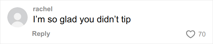 Comment on a social media post stating refusal to tip for a wedding dress, expressing support and sympathy.