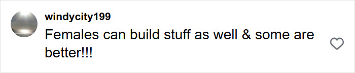 Comment from windycity199 about females building stuff, related to Nepo Baby Katherine Schwarzenegger backlash discussion.