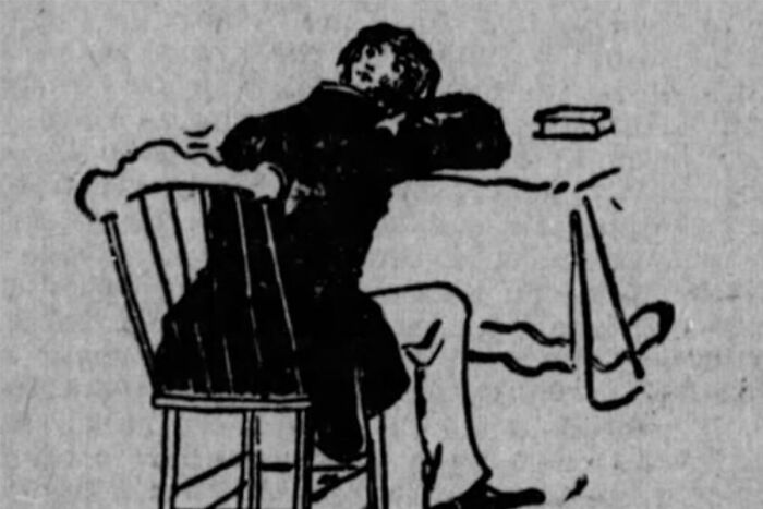 Illustration of a man slumped over a table with books, representing horrifying historical facts rarely known.