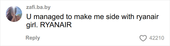 Screenshot of a social media comment referencing a health and wellness girly and Ryanair airline dispute.