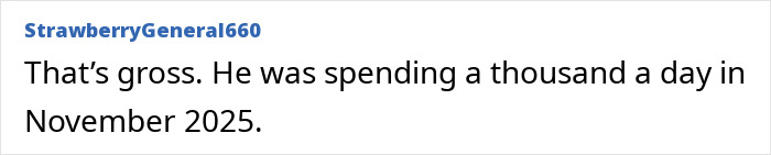 User comment highlighting surprising luxury spending linked to Kristi and Bryon Noem’s 2.6 million debt scandal.