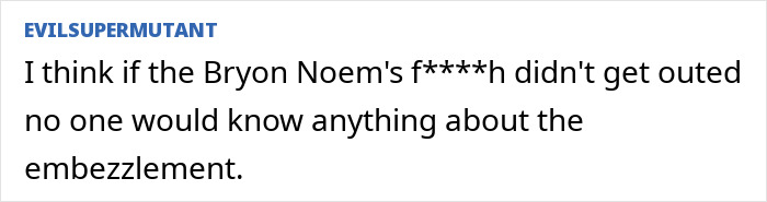 Text post discussing Bryon Noem and mentioning a scandal involving $2.6 million debt and itemized luxury spending.