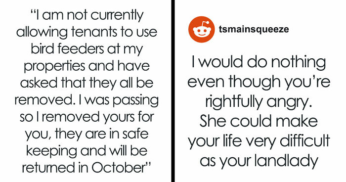 Tenant Discovers Landlady Raided Her Garden And Took Her Bird Feeders, Calls The Police On Her