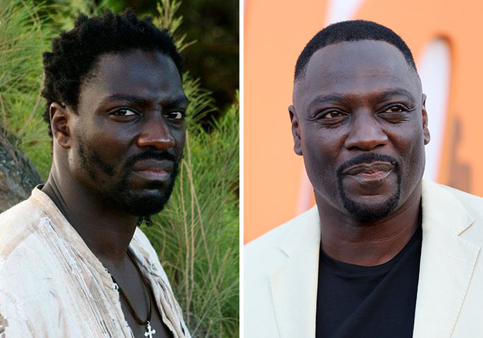 Actor from Lost in a period costume outdoors and a recent photo of the same actor at an event, showing how the cast aged