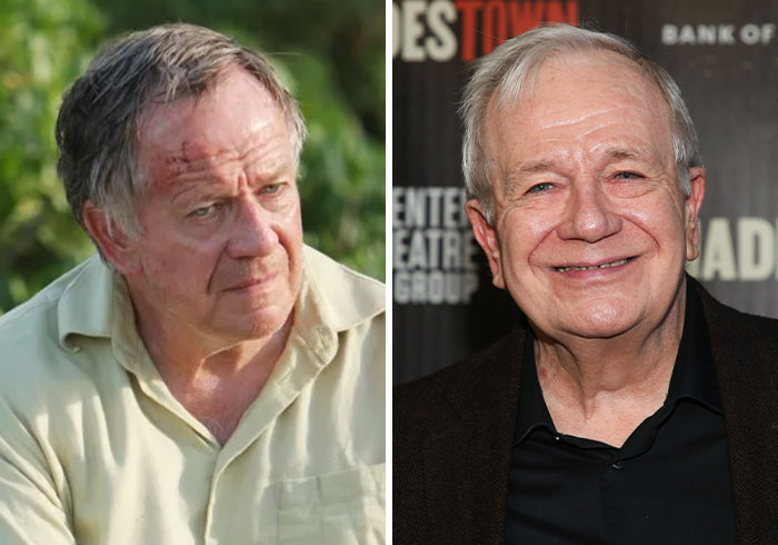 A side-by-side comparison of a male actor from Lost showing how the cast has aged over 20 years.