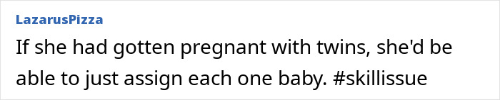 Text post from LazarusPizza about pregnancy with twins and assigning paternity, related to major update in paternity case.