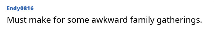 Text post by Endy0816 humorously commenting on awkward family gatherings related to a paternity case involving identical twins.