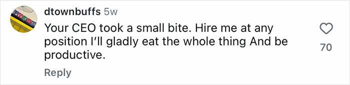 Screenshot of a TikTok comment about McDonald&rsquo;s CEO&rsquo;s viral Big Arch Burger reaction discussing eating the whole burger.