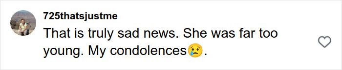 Comentário de 725thatsjustme sobre as notícias secretas do amor de Mel Gibson, expressando tristeza e condolências pelo acidente na piscina.