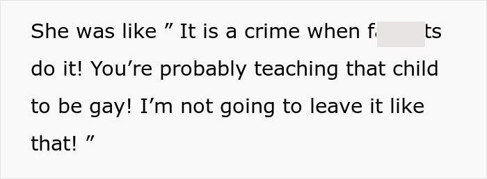 Text excerpt about homophobic MIL accusing son’s boyfriend, involving fake cop and real police officer situation.