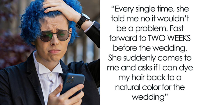 Mom-Of-Bride Tries To Take Over Wedding, Starts With Sneakily Demanding Man With Blue Hair Dye It