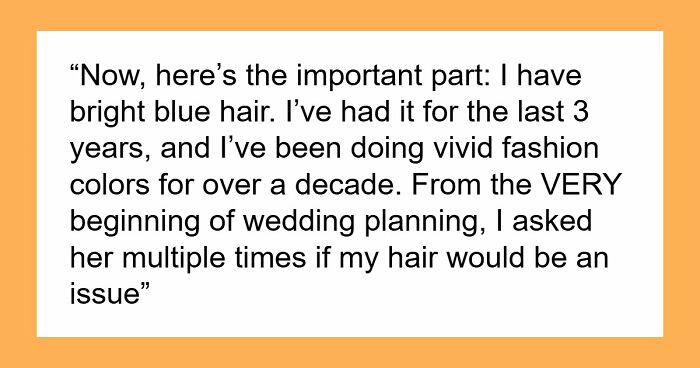 Mom-Of-Bride Tries To Take Over Wedding, Starts With Sneakily Demanding Man With Blue Hair Dye It