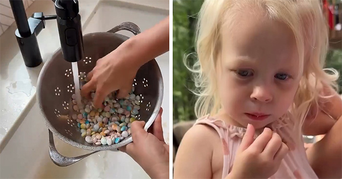 Mom’s Hack For Removing Red 40 From M&Ms Hilariously Roasted After Viewers Spot Daughter’s Reaction