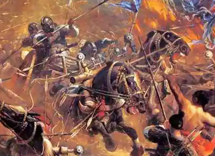 Medieval battle scene depicting historical mistakes with expensive consequences during a fierce cavalry and infantry clash.