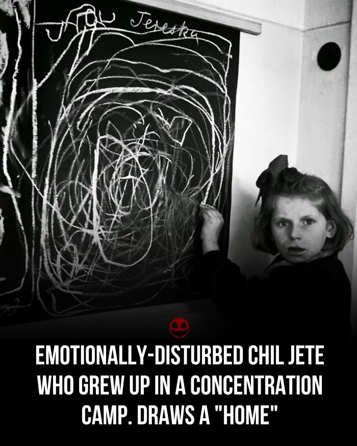 Emotionally disturbed child drawing on chalkboard, showcasing weird and odd facts with a disturbing history background.