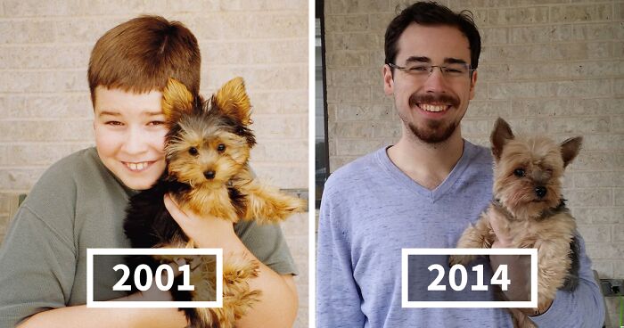 60 Precious Photos Of Pets Who Have Grown Up Alongside Their Owners (New Pics)