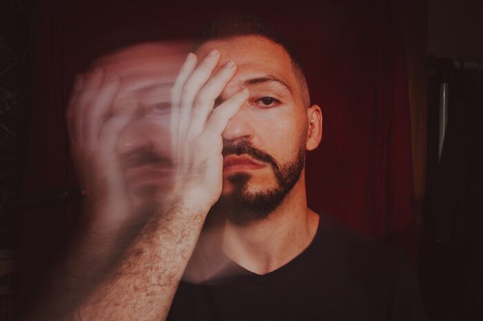 Man with blurred motion effect covering half his face, representing weird and interesting medical facts.
