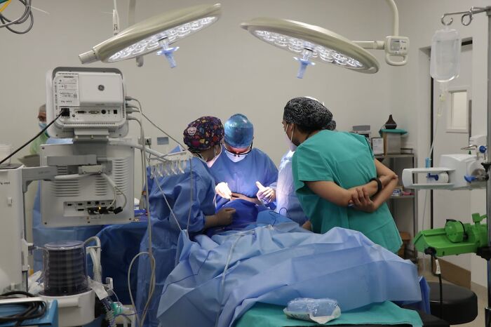 Surgical team performing an operation in a hospital operating room illustrating weird and interesting medical facts.