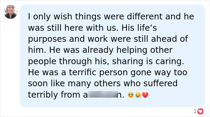 Screenshot of a heartfelt message reflecting on Matthew Perry&rsquo;s passing and its impact on those who knew him.