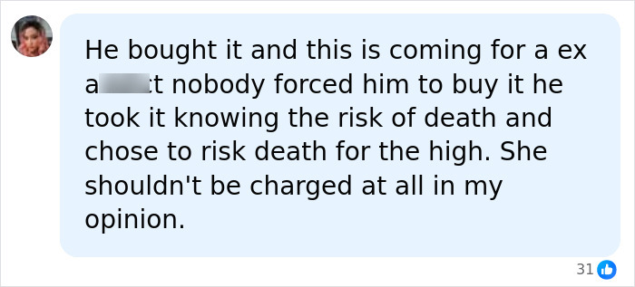 Screenshot of a social media comment discussing the legal ruling involving Jasveen Sangha and Matthew Perry's passing.