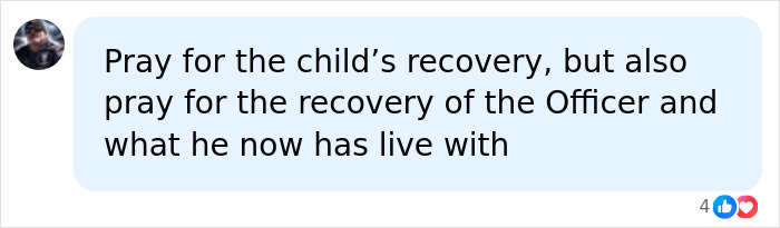 Comment expressing prayers for the recovery of the child and the police officer after Walmart knife attack incident.