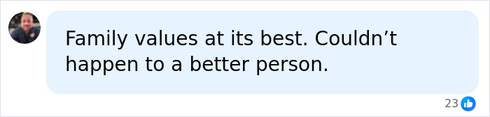 Screenshot of a social media comment praising family values in response to Kristi Noem&rsquo;s husband&rsquo;s alleged secret relationship.